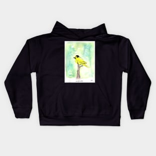 hooded warbler watercolor Kids Hoodie